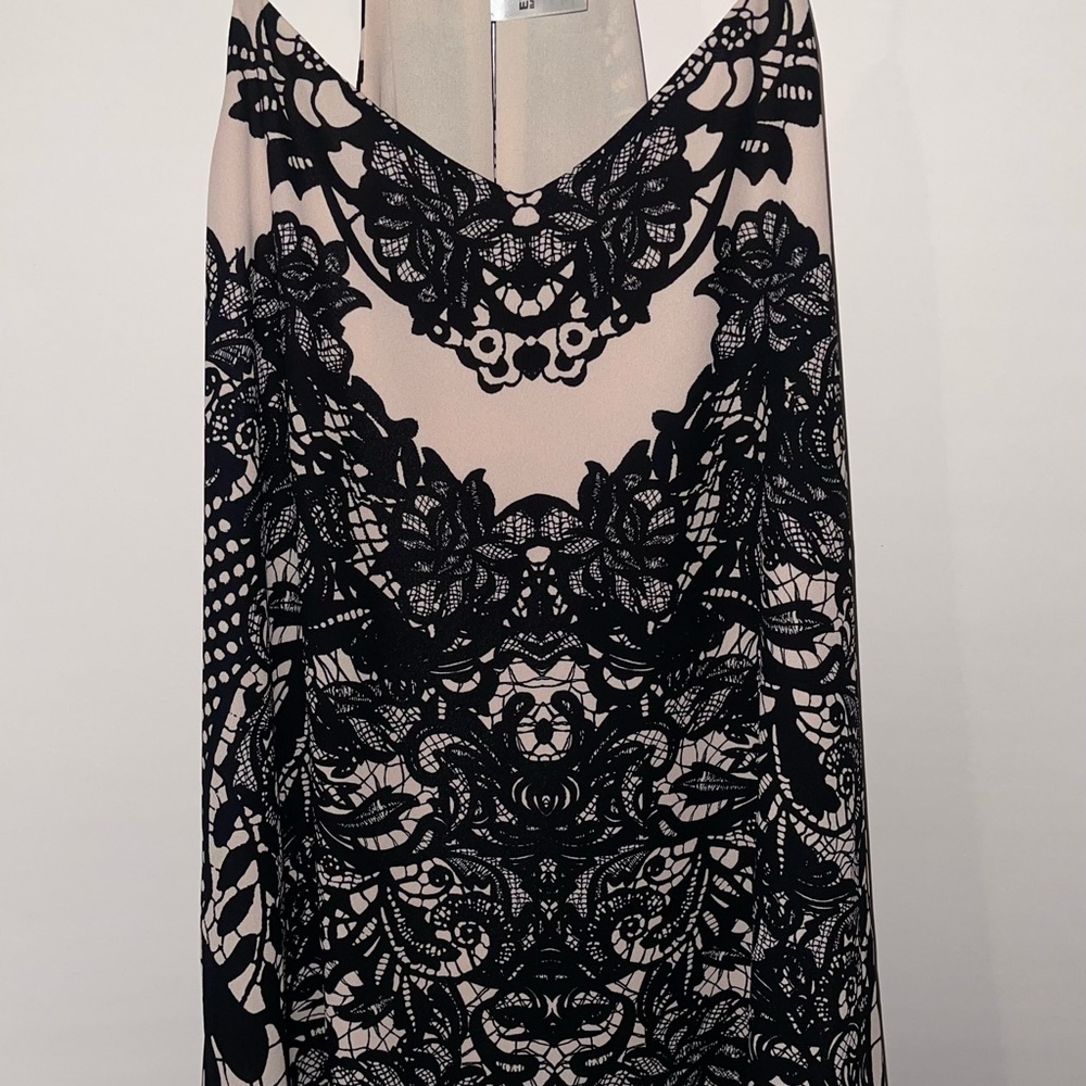 Elegant Black Lace Print Overlay Camisole